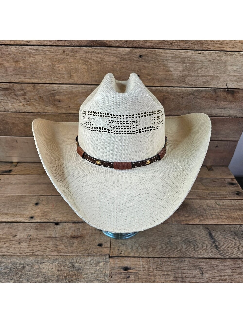 Cattleman Hat Co. Vented Straw Cowboy Hat Size 7 1/8 Western Rodeo Beige
